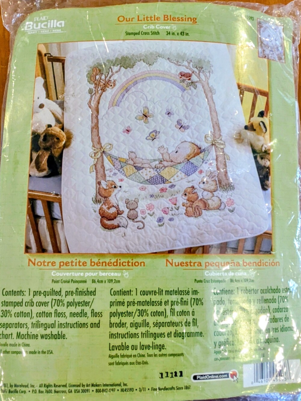 Bucilla Baby Crib Cover Stamped Cross Stitch Kit: Our Little Blessing - New